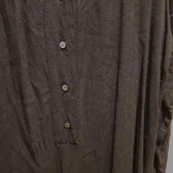 Velvet Black Button Front Hi Low Flowy Tunic Top Mini Dress L - Picture 8 of 16